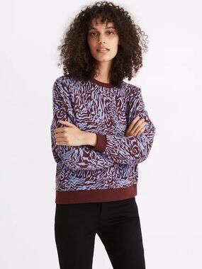 Madewell (Re)sourced Cotton Oversized Sweatshirt in Tigerized Print Womens XXS